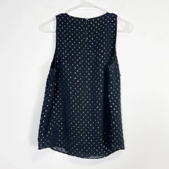 J Crew Shirt Womens Size XS Black Gold Blouse Sleeveless Metallic Lined - Picture 2 of 6